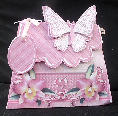 Handbag Gift Box Pink Orchids with Butterfly by Diane  Hitchcox