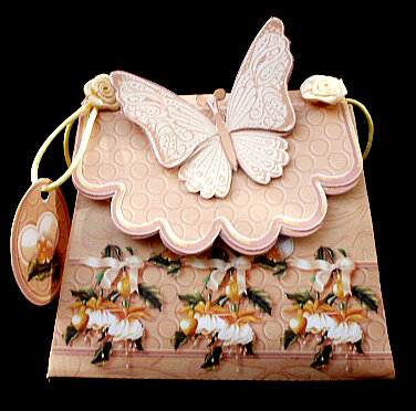 Handbag Gift Box Yellow Fuschias with Butterfly by Diane  Hitchcox