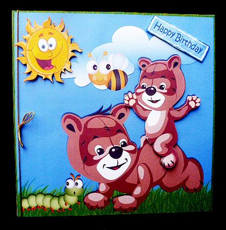 Cute Little Bears Playing in the Sun 8x8 by Diane  Hitchcox