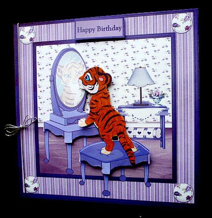Tiger in the Mirror Card with Decoupage by Diane  Hitchcox