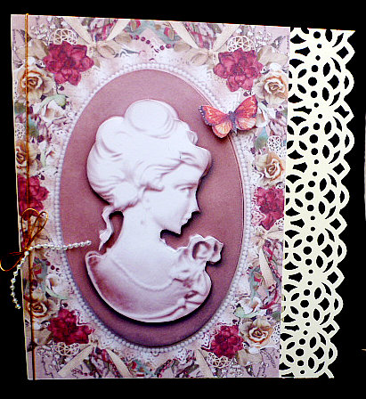 Beautiful Beige Cameo with Vintage Flowers by Diane  Hitchcox