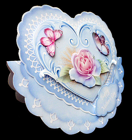 Frosted Roses Heart Shaped Wobble Card by Diane  Hitchcox