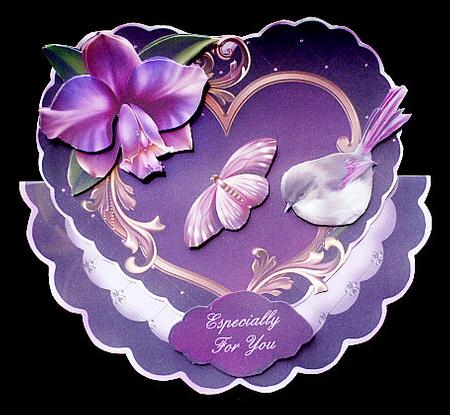 Alluring Orchid Heart Shaped Wobble Card Mini-kit by Diane  Hitchcox