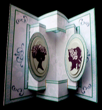 3D Concertina Pop-out - Victorian Ladies (aqua) by Diane  Hitchcox