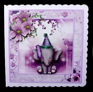 Elephant Party Time Card with Decoupage by Diane  Hitchcox