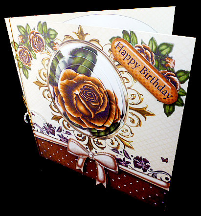 Gold Roses in Ornate Frame Oval Pyramids with Bow 8x8 Kit by Diane  Hitchcox