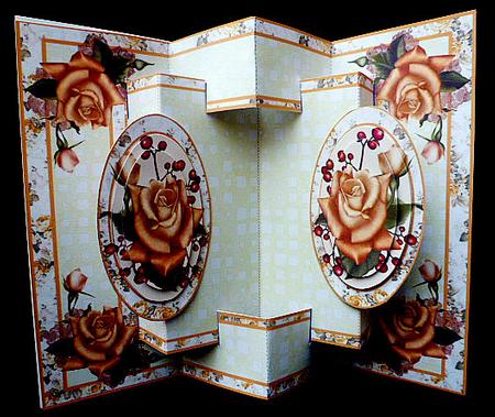 3D Concertina Pop-out -yellow Edwardian Roses by Diane  Hitchcox