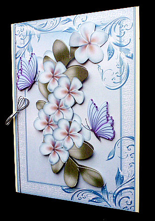 Pretty Blue Flowers with Butterflies in Ornate Frame by Diane  Hitchcox