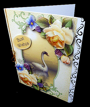 Beautiful Swan with Yellow Roses A5 by Diane  Hitchcox
