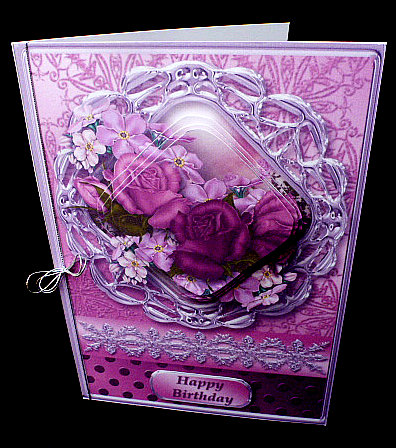 Dusky Roses Framed Pyramid Card Front by Diane  Hitchcox