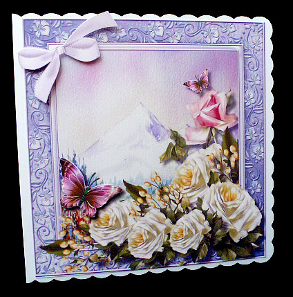 8x8 Mini Kit White Roses and Butterfly's  by Diane  Hitchcox