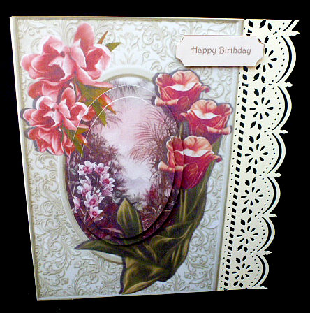 Rose Tulips in a Pretty Flower Garden Oval Pyramids by Diane  Hitchcox