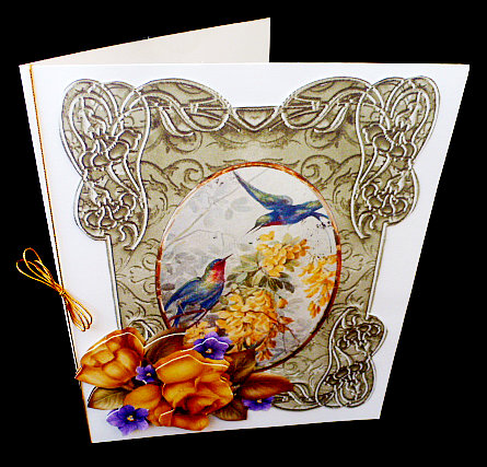 Birds and Yellow Roses Card with Decoupage by Diane  Hitchcox