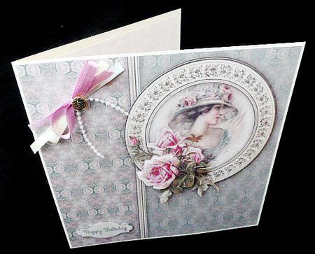 Vintage Lady with Roses 8x8 Mini Kit by Diane  Hitchcox