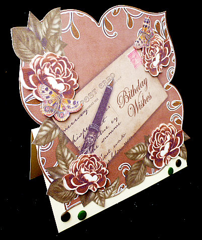 Tea Rose Birthday Wishes 8in Fancy Rose Topper by Diane  Hitchcox