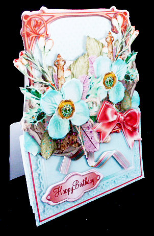 Floral Frames Tent Card Mini-kit - Aqua with Berries by Diane  Hitchcox