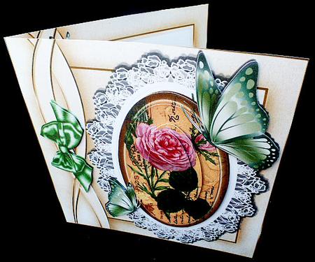 Pretty Pink Rose Oval Pyramids on Lace 8x8 Mini Kit by Diane  Hitchcox