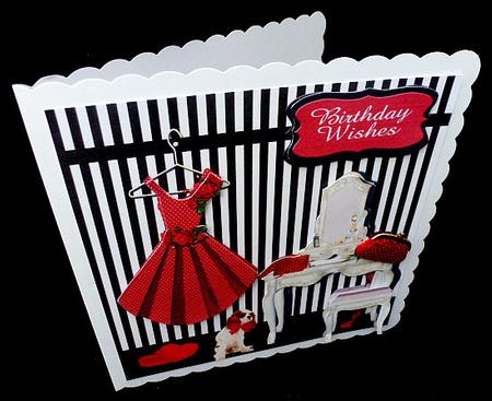 Stripes and Polka Dots Card Front by Diane  Hitchcox