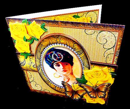 Pin-up Cameo Yellow and Gold 8x8 by Diane  Hitchcox