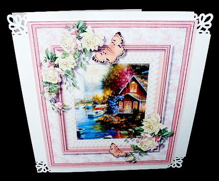 Beside the River with Cream Roses and Butterfly's  by Diane  Hitchcox