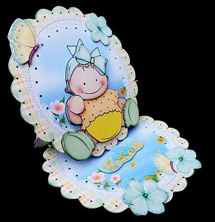 Sweet Baby Girl Scalloped Round Easel Card Mini Kit by Diane  Hitchcox