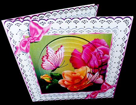 Wild Peach/pink Roses & Butterflies on Lace Pyramids 8x8 Kit by Diane  Hitchcox