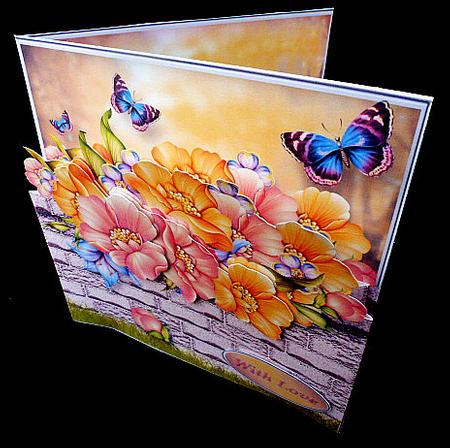 Garden Wall with Summer Blooms Popout Card Mini Kit by Diane  Hitchcox