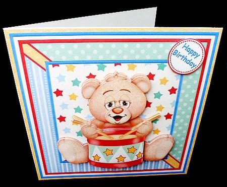 Bear's First Drum 8x8 Mini Kit Decoupage & Ages by Diane  Hitchcox