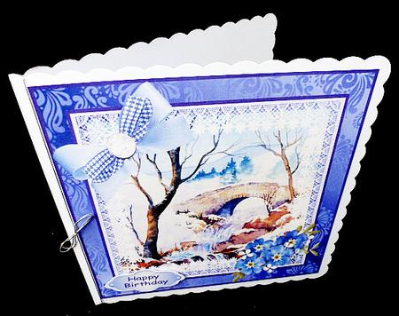 8x8 Waterfall with Bridge. Decoupage with Sentiments by Diane  Hitchcox