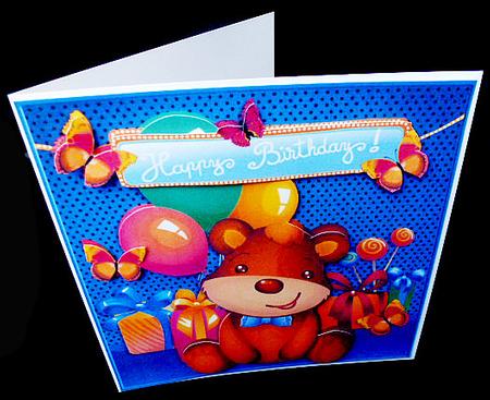 Happy Birthday Decoupage Bear Mini Kit by Diane  Hitchcox