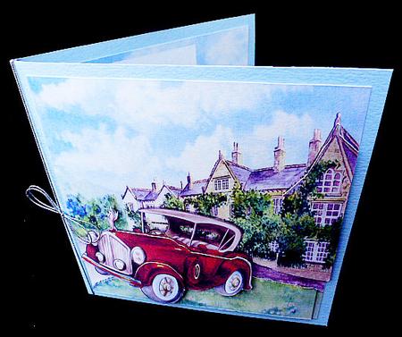 Lovely Mansion with Drive and Vintage Red Car Kit by Diane  Hitchcox