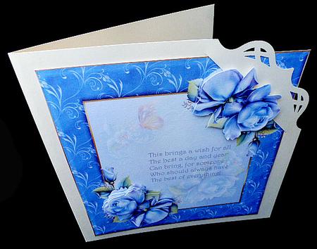 Blue Rose and Butterfly with Verse Card by Diane  Hitchcox