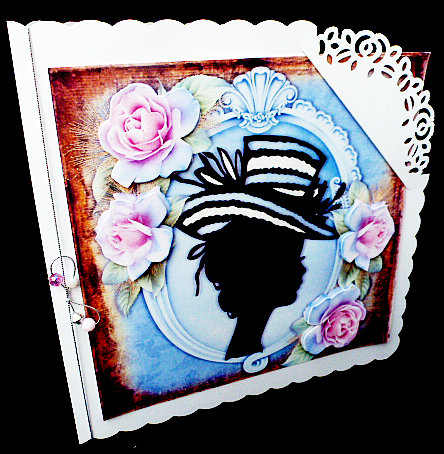 Beautiful Silhoutte with Blue Roses 8x8 by Diane  Hitchcox