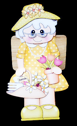 3D on the Shelf Card Kit - Gardening Old Lady Agnes by Diane  Hitchcox