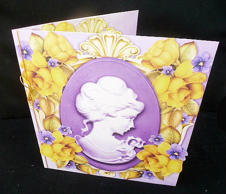 Beautiful Violet Cameo with Yellow Roses 8x8 Mini Kit by Diane  Hitchcox