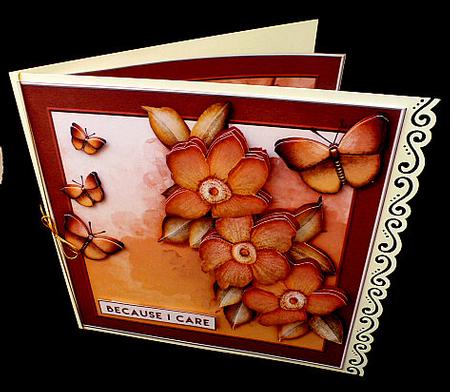 Cardtopper with Digital Painted Flowers Red 251 by Diane  Hitchcox