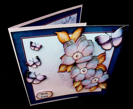 Cardtopper with Digital Painted Flowers Blue 252 by Diane  Hitchcox