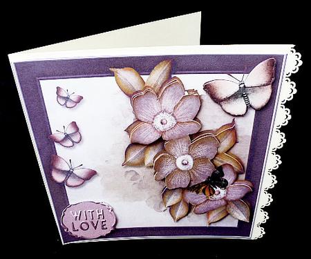 Cardtopper with Digital Painted Flowers Brown 250 by Diane  Hitchcox