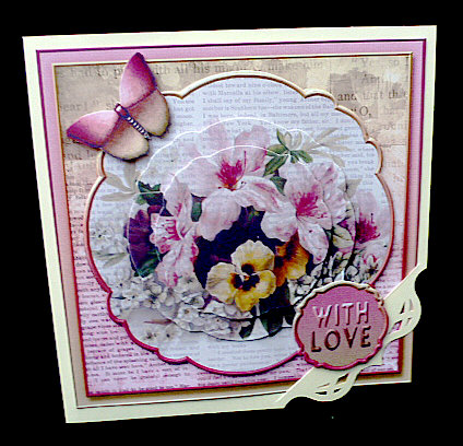 Cardtopper with Inlet All About Flowers Pink 267 by Diane  Hitchcox