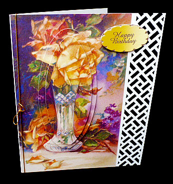 Pretty Vintage Yellow Roses in a Vase Oval Pyramids by Diane  Hitchcox