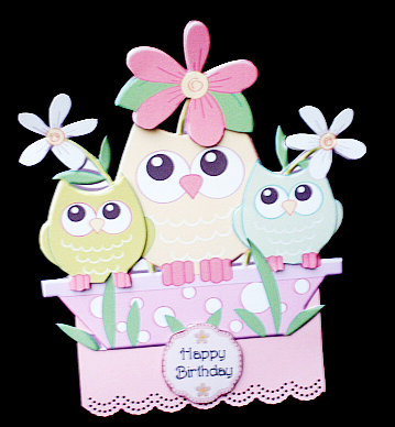 Owl Family in Peach with Flowers A4 by Diane  Hitchcox