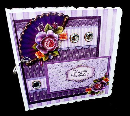 Purple Fan and Rose Quick Card Topper by Diane  Hitchcox