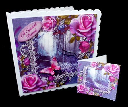 Cardtopper with Inlet Pink Purple Roses 321 by Diane  Hitchcox