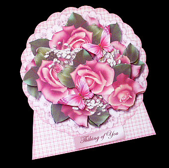 Mini Kit Round Topper Pink Roses & Butterflies by Diane  Hitchcox