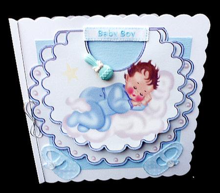 Sleepy Little Baby Boy, on Folded Bib with Pearls by Diane  Hitchcox