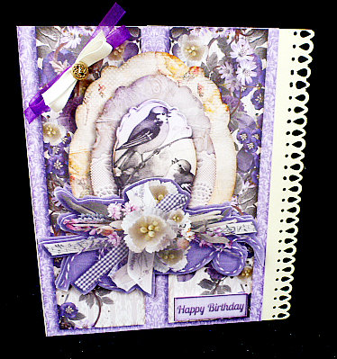A5 Cardtopper Purple Yellow Flowers 333 by Diane  Hitchcox