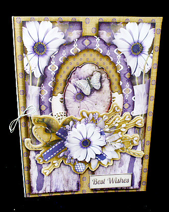 A5 Cardtopper Green Purple White Flowers 334 by Diane  Hitchcox