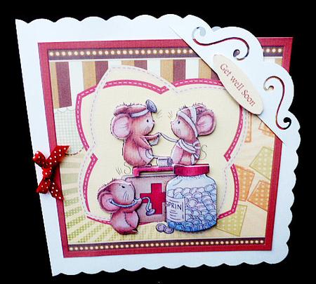 Get Well Mice 7x7 Card Mini Kit by Diane  Hitchcox