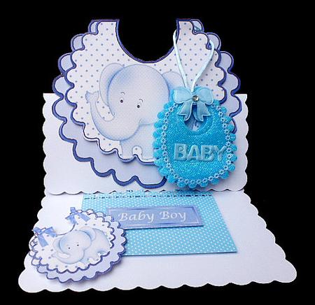 Little Blue Elephant on a Polka Dot Bib by Diane  Hitchcox