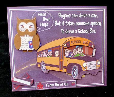 Wise Owl School Bus Topper with Decoupage by Diane  Hitchcox